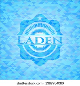 Laden sky blue emblem with triangle mosaic background