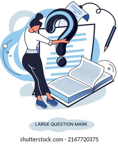 Una gran metáfora de signo de interrogación. Concepto de problema y solución, signo de interrogación. Haz preguntas y recibe respuestas. Centro de asistencia en línea. Solucionando problemas complejos, por qué firmar el foro. Ayuda más frecuente