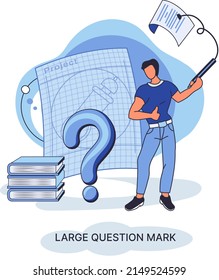 Una gran metáfora de signo de interrogación. Concepto de problema y solución, signo de interrogación. Haz preguntas y recibe respuestas. Centro de asistencia en línea. Solucionando problemas complejos, por qué firmar el foro. Ayuda más frecuente