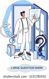 Ladge question mark metaphor. Problem and solution concept, question mark. Ask questions and receive answers. Online support center. Solving complex issues, why sign forum. FAQ frequently asked help