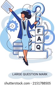 Ladge question mark metaphor. Problem and solution concept, question mark. Ask questions and receive answers. Online support center. Solving complex issues, why sign forum. FAQ frequently asked help
