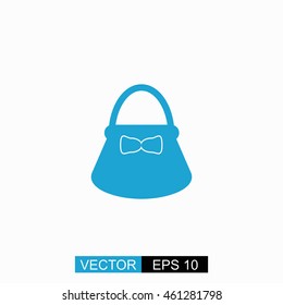 Ladies bag vector. Isolated blue icon on white background.