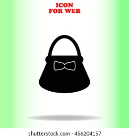 Ladies bag web icon. Black illustration on white background