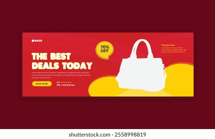 Ladies' bags social media cover banner design and products sale special offer web banner template