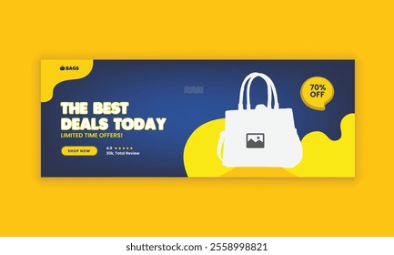 Ladies' bags social media cover banner design and products sale special offer web banner template