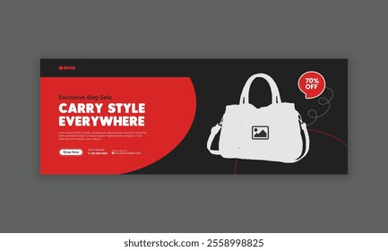 Ladies' bags social media cover banner design and products sale special offer web banner template