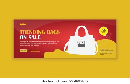 Ladies' bags social media cover banner design and products sale special offer web banner template