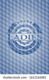 Ladies blue emblem with geometric pattern. Vector Illustration. Detailed.