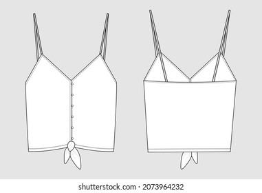 Ladies bra tops Technical fashion flat sketch vector illustration template Front and back. Women's underwear top design Apparel template isolated on grey background. Girls Unisex Top CAD illustration.