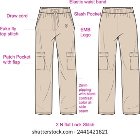 Ladies cargo wide leg trouser