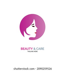 ladies in circle logo template design for brand or company