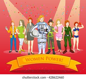 Ladies in different profession showing Women Power in vector