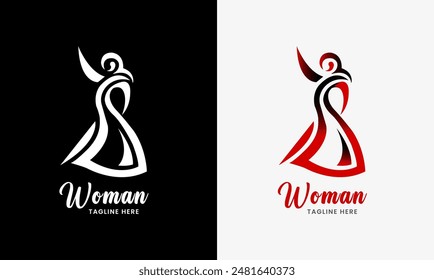 Ladies dress fashion, ladies garments, female styles elegant logo graphic icon modern minimalist sample idea