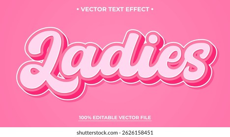 Ladies editable text effect, customizable pink and girl 3d font style
