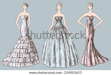 Ladies in the evening dresses