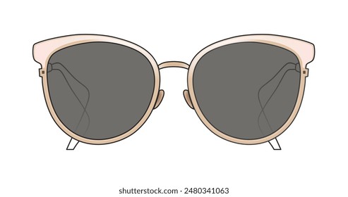 Ladies Eyewear, Fashion Glasses, Female Accessories Spectacles, White Pastel Color, Orange Pastels, Glasses Design Isolated In White Background, Realistic Fashion Vector