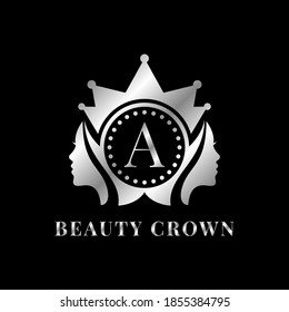 ladies face with crown letter A luxurious alphabet for bridal, wedding, beauty care logo, personal branding image, make up artist, or any other royal brand and company