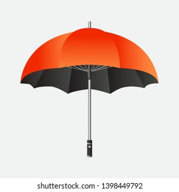 Ladies fashion accessories open realistic red umbrella isolated on grey background. vector illustration can be used for topics weather, rain, collection, fashion.
