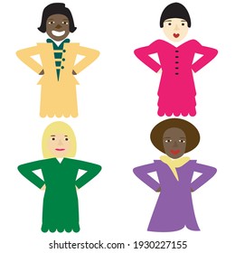 Ladies fashion vector illustration. Business woman with a strong stance pose.