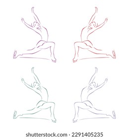 Ladies Figure Skating. Girl Figure Skater Vector Illustration. Line Art

