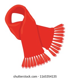 A ladies fringe scarf of funky color used as fashion neckwear 