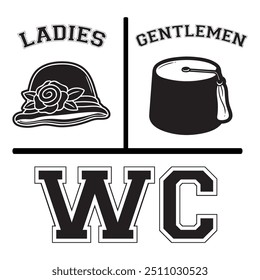 ladies gentleman wc typography graphic print , Abstract fashion drawing and creative design for t-shirts, mugs, graphic tee, sweatshirt, cases, etc. Illustration in modern style for clothes