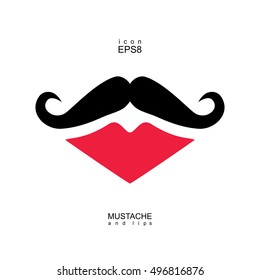 Ladies and gentlemen icon isolated. Lips and mustaches vector shape. Transgender transsexual image.