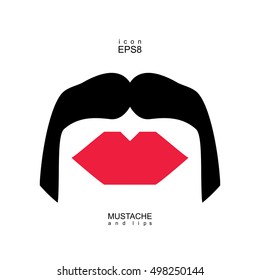 Ladies and gentlemen icon isolated. Lips and mustaches vector shape. Transgender transsexual image.