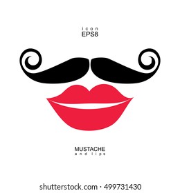 Ladies and gentlemen icon isolated. Lips and mustaches vector shape. Transgender transsexual image.