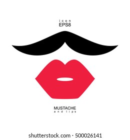 Ladies and gentlemen icon isolated. Lips and mustaches vector shape. Transgender transsexual image.