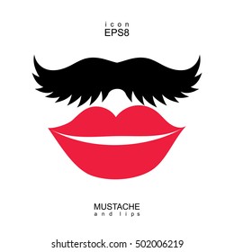 Ladies and gentlemen icon isolated. Lips and mustaches vector shape. Transgender transsexual image.