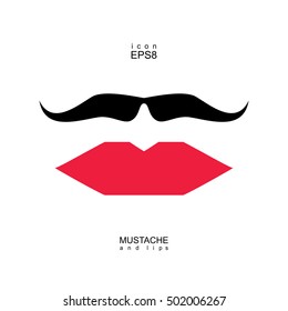 Ladies and gentlemen icon isolated. Lips and mustaches vector shape. Transgender transsexual image.