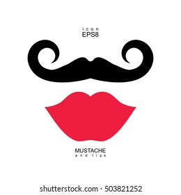 Ladies and gentlemen icon isolated. Lips and mustaches vector shape. Transgender transsexual image.