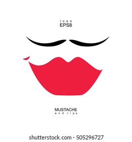 Ladies and gentlemen icon isolated. Lips and mustaches vector shape. Transgender transsexual image.