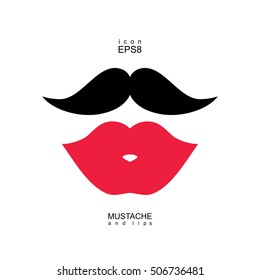 Ladies and gentlemen icon isolated. Lips and mustaches vector shape. 