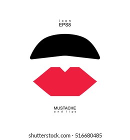 Ladies and gentlemen icon isolated. Lips and mustaches vector shape. Transgender transsexual image.