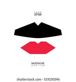 Ladies and gentlemen icon isolated. Lips and mustaches vector shape. Transgender transsexual image.