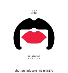 Ladies and gentlemen icon isolated. Lips and mustaches vector shape. Transgender transsexual image.