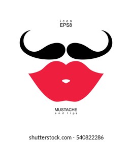 Ladies and gentlemen icon isolated. Lips and mustaches vector shape. Transgender transsexual image.