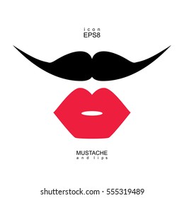 Ladies and gentlemen icon isolated. Lips and mustaches vector shape. 