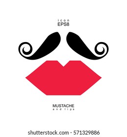 Ladies and gentlemen icon isolated. Lips and mustaches vector shape.