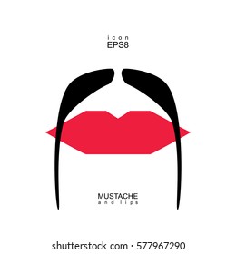 Ladies and gentlemen icon isolated. Lips and mustaches vector shape. Transgender transsexual image.