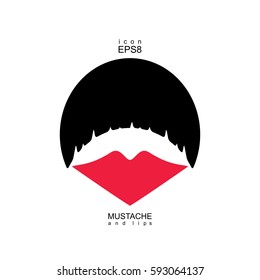 Ladies and gentlemen icon isolated. Lips and mustaches vector shape. Transgender transsexual image.