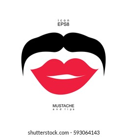 Ladies and gentlemen icon isolated. Lips and mustaches vector shape. Transgender transsexual image.