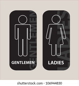 Ladies and gentlemen on black background, vector illustration