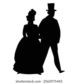 Ladies and Gentlemen Silhouettes in 19th Century Fashion
