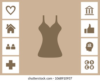 Ladies Gown Icon With Bonus Icons. Eps-10.