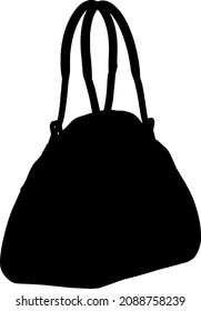 Ladies hand bag black vector. Bag icon.