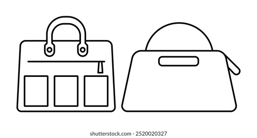 Ladies hand bag flat vector icon design with editable stroke. Hand bag clip art and symbol