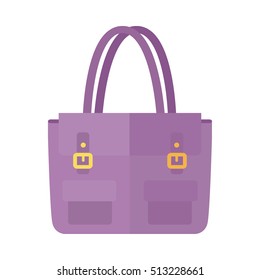 Ladies handbag in flat style. Female handbag isolated on white background. Elegant ladies two colored bag. Elegant ladies leather bag. Flat female accessories object. Clutch bag. Vector illustration